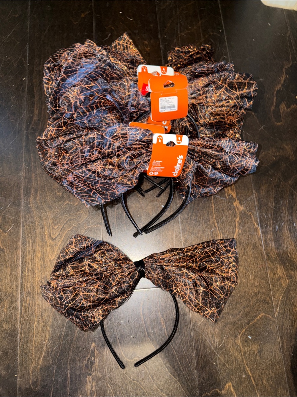Claire's Black and Orange Spiderweb Bow Headbands